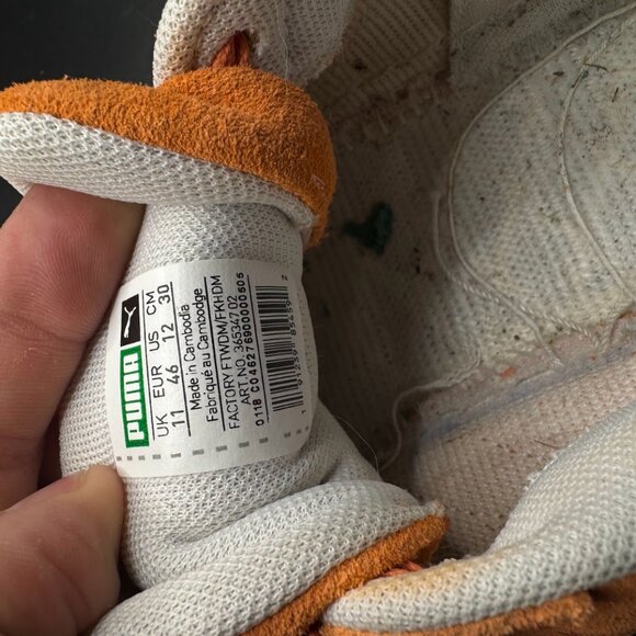 Puma Suede Classic Men’s Size 12 Orange/White Low Top Sneakers - Picture 3 of 3